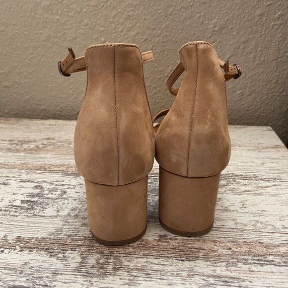 Steve Madden Irenee Tan Leather Sandal Block Heel 10 - Picture 4 of 5